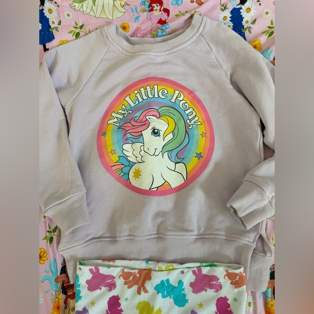 Bums & Roses Classic My Little Pony Crewneck Legging Set 2T VGUC